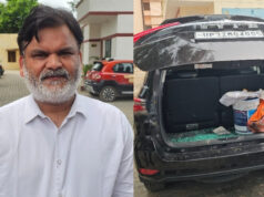 Azamgarh news आजमगढ़: बीजेपी नेता की फॉर्च्यूनर गाड़ी पर हमला कर की हुई तोड़फोड़