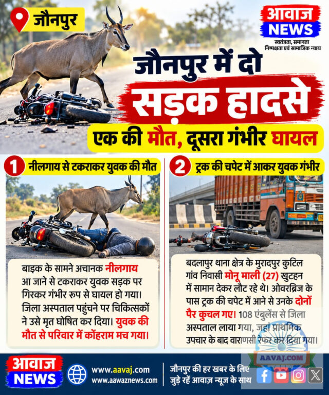 जौनपुर में अलग-अलग सड़क हादसों में एक की मौत, दूसरा गंभीर रूप से घायल